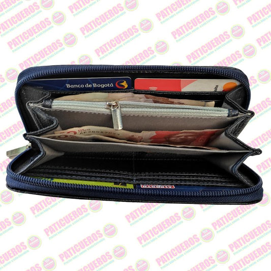 🚨 Producto En Liquidación / Billetera Cuero Bovino Colombiana Cremallera Cierre Mujer Dama Bolsillo Celular