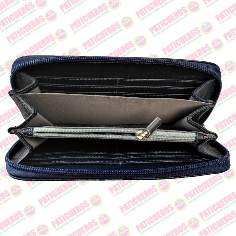 🚨 Producto En Liquidación / Billetera Cuero Bovino Colombiana Cremallera Cierre Mujer Dama Bolsillo Celular