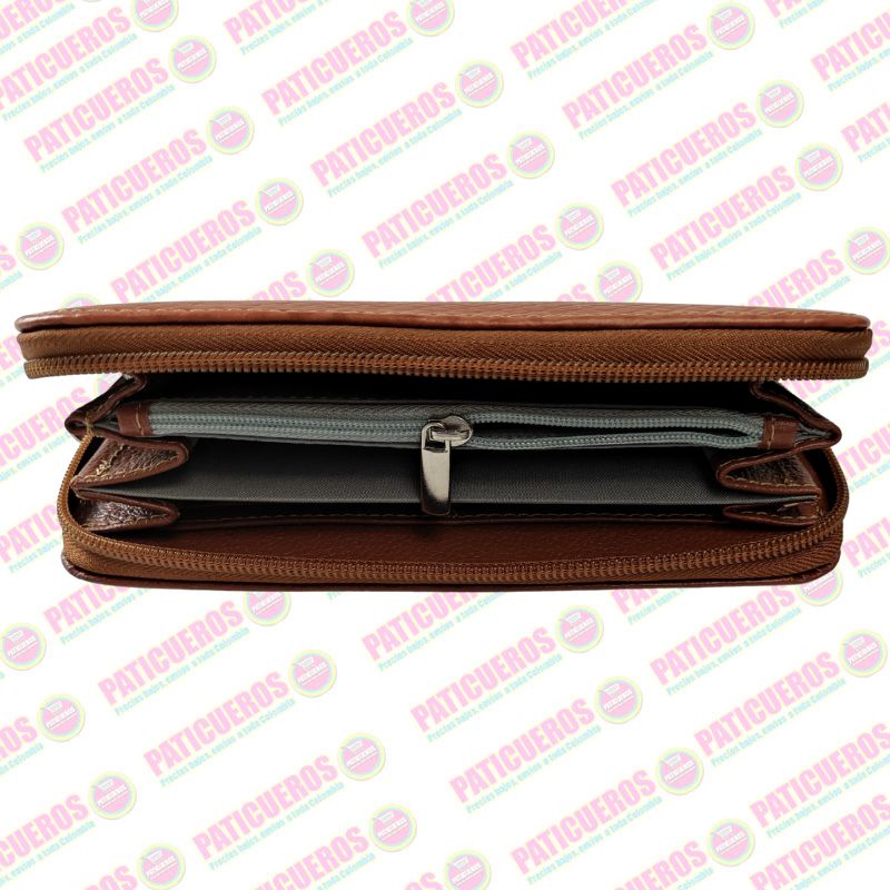 🚨 Producto En Liquidación / Billetera Cuero Bovino Colombiana Cremallera Cierre Mujer Dama Bolsillo Celular
