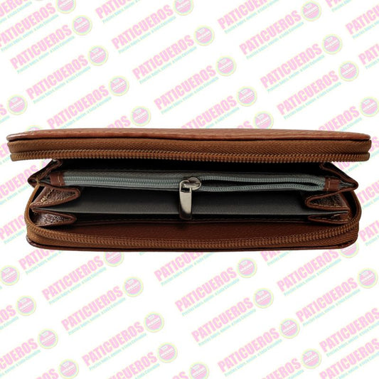 🚨 Producto En Liquidación / Billetera Cuero Bovino Colombiana Cremallera Cierre Mujer Dama Bolsillo Celular