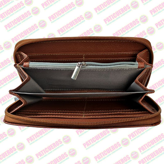 🚨 Producto En Liquidación / Billetera Cuero Bovino Colombiana Cremallera Cierre Mujer Dama Bolsillo Celular