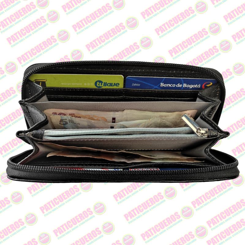 🚨 Producto En Liquidación / Billetera Cuero Bovino Colombiana Cremallera Cierre Mujer Dama Bolsillo Celular