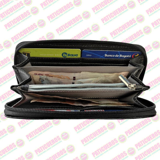 🚨 Producto En Liquidación / Billetera Cuero Bovino Colombiana Cremallera Cierre Mujer Dama Bolsillo Celular